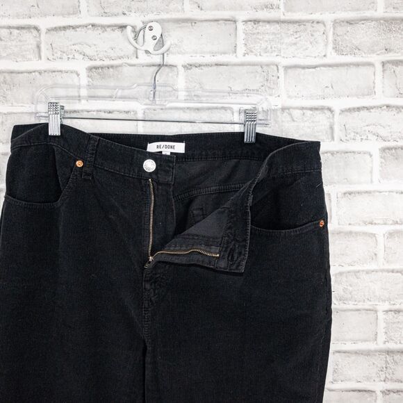 RE/DONE Women's 70s Corduroy Loose Crop Pants in Washed Black Size 32 - Picture 4 of 11